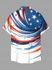 Plus Size Patriotic American Flag Paint Splatter Print Buttons Pocket Shirt For Men -  
