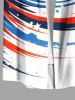 Plus Size Patriotic American Flag Paint Splatter Print Buttons Pocket Shirt For Men -  