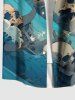 Plus Size Skulls Sea Waves Print Buttons Pocket Hawaii Shirt For Men -  