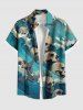 Chemise hawaïenne grande taille à boutons et poches, imprimé tête de mort et vagues de la mer, pour homme - Vert 6XL