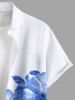 Plus Size Tropical Flowers Leaf Scarf Print Buttons Pocket Hawaii Shirt For Men -  