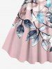 Plus Size Flowers Leaf Stripes Print Hawaii Tank Dress -  