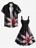Robe débardeur hawaïenne grande taille à imprimé tropical et fleurs d'hibiscus - Noir 2X
