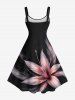 Robe débardeur hawaïenne grande taille à imprimé tropical et fleurs d'hibiscus - Noir 2X