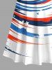 Plus Size Patriotic American Flag Paint Splatter Print Cold Shoulder Crisscross Maxi Dress -  