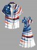 Plus Size Patriotic American Flag Paint Splatter Print Cold Shoulder Crisscross Maxi Dress -  