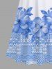 Plus Size Tropical Flowers Leaf Scarf Print Cold Shoulder Crisscross Hawaii Maxi Dress -  