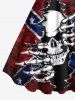 Plus Size Tie Dye Ombre Skull Ripped Patriotic American Flag Print A Line Tank Dress -  