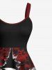 Plus Size Tie Dye Ombre Skull Ripped Patriotic American Flag Print A Line Tank Dress -  