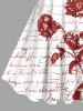 Plus Size Floral Leaves Ombre Letters Print Hawaii A Line Tank Dress -  