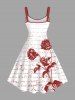 Plus Size Floral Leaves Ombre Letters Print Hawaii A Line Tank Dress -  
