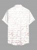 Plus Size Floral Leaves Ombre Letters Print Hawaii Button Pocket Shirt For Men -  
