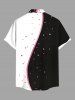 Plus Size Rose Flower Butterfly Curve Pin Dot Print Hawaii Button Pocket Shirt For Men -  