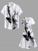 Plus Size Ink Painting Butterfly Music Symbol Print Split Pocket A Line Midi Dress -  