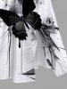 Plus Size Ink Painting Butterfly Music Symbol Print Split Pocket A Line Midi Dress -  