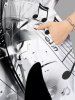 Plus Size Ink Painting Butterfly Music Symbol Print Split Pocket A Line Midi Dress -  