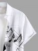 Chemise grande taille à imprimé papillon et symbole musical avec poche boutonnée pour homme - Blanc 2XL