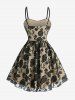 Robe camisole superposée en dentelle florale nouée en A - café lumière M