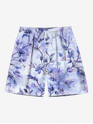 Plus Size Flowers Leaf Ombre Print Hawaii Beach Shorts For Men -  