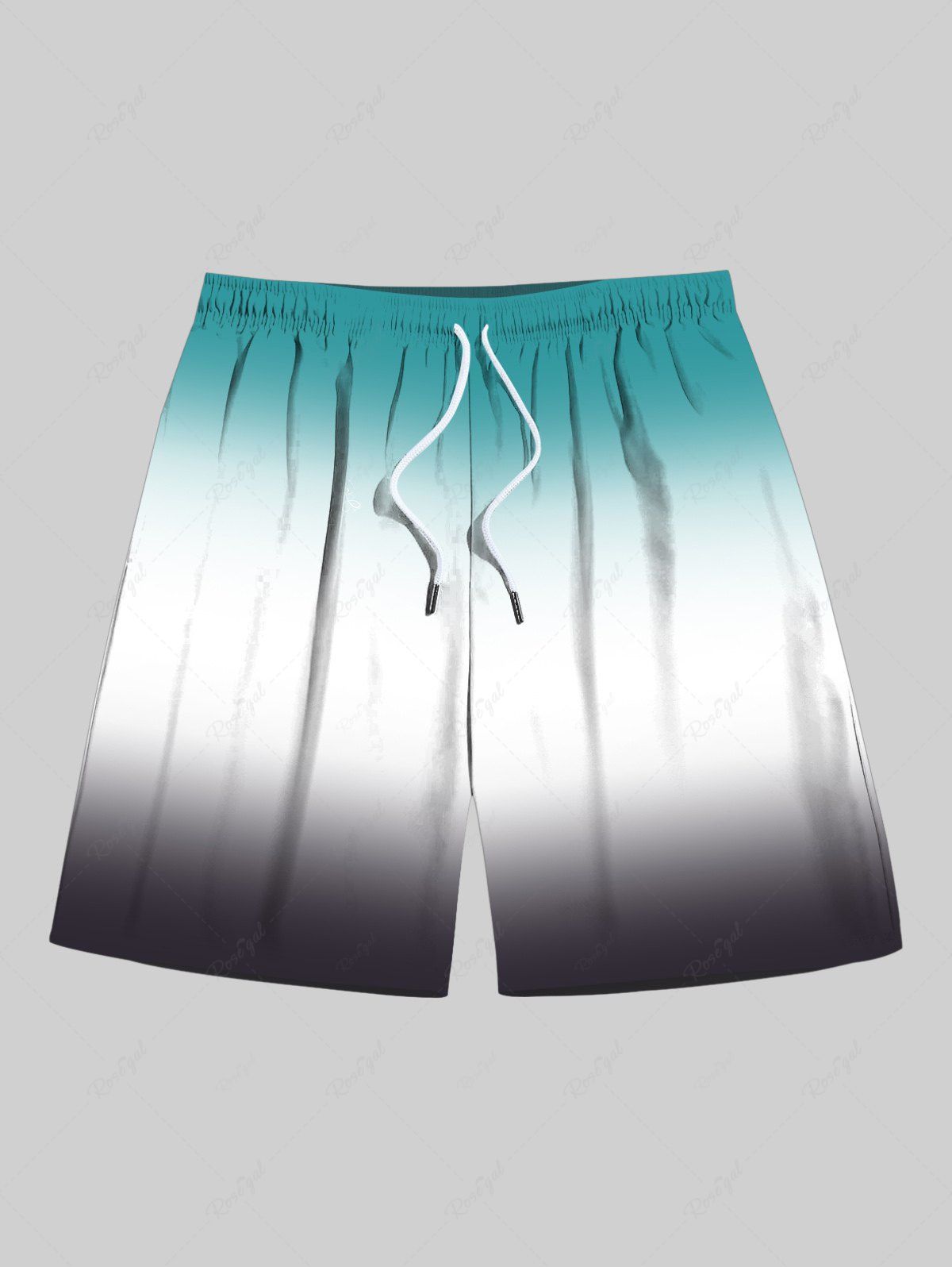 Chic Plus Size Ombre Colorblock Print Hawaii Beach Shorts For Men  