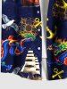 Dragon Anchor Sailboat Bird Print Plus Size Matching Hawaii Cruise Beach Outfit For Couples -  