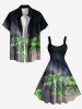 Coconut Tree Ombre Midnight Print Plus Size Matching Hawaii Beach Outfit For Couples -  