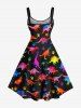 Plus Size Colorful Dinosaur Foot Print Hawaii Tank Dress -  