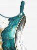 Plus Size Metallic Leaf Diamond Print Hawaii Tank Dress -  
