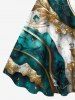 Plus Size Metallic Leaf Diamond Print Hawaii Tank Dress -  