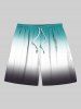Ombre Colorblock Print Plus Size Matching Hawaii Beach Outfit For Couples -  