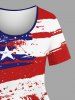Patriotic American Flag Sunflower Distressed Print Plus Size Matching Set -  