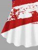 Patriotic American Flag Sunflower Distressed Print Plus Size Matching Set -  