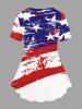 Patriotic American Flag Sunflower Distressed Print Plus Size Matching Set -  