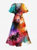 Coconut Tree Ombre Graffiti Print Plus Size Matching Hawaii Beach Outfit For Couples -  