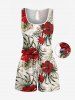 Matching Hawaii Shirt and Romper Plus Size Beach Outfit Tropical Leaf Hibiscus Flower Print For Couples -  