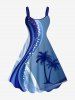 Coconut Tree Curve Colorblock Print Plus Size Matching Hawaii Beach Outfit For Couples -  