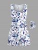 Matching Hawaii Shirt and Romper Plus Size Beach Outfit Flowers Leaf Printed for Couples -  
