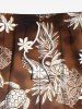Plus Size Tropical Leaf Turtle Ethnic Tie Dye Ombre Print Hawaii Drawstring Beach Shorts For Men -  
