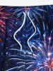 Plus Size Patriotic American Flag Fireworks Galaxy Print Drawstring Beach Shorts For Men -  