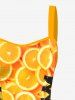 Orange Print Lace Up Hawaii Tank Dress -  