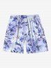 Plus Size Flowers Leaf Ombre Print Hawaii Beach Shorts For Men -  