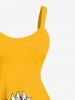Robe débardeur hawaïenne grande taille à imprimé feuilles de tournesol - Orange 3X