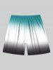 Plus Size Ombre Colorblock Print Hawaii Beach Shorts For Men -  