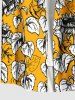 Chemise hawaïenne grande taille à imprimé feuilles de tournesols et boutons avec poches pour homme - Orange S