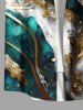 Plus Size Metallic Leaf Diamond Print Buttons Pocket Hawaii Shirt For Men -  