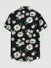 Plus Size Daisy Flowers Print Buttons Pocket Hawaii Shirt For Men -  