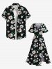 Robe mi-longue hawaïenne fendue à imprimé marguerites grande taille - Noir 5X