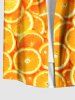 Plus Size Orange Print Buttons Pocket Hawaii Shirt For Men -  