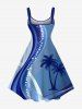Plus Size Coconut Tree Curve Colorblock Print Hawaii Tank Dress -  