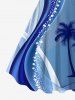Robe débardeur hawaïenne grande taille à imprimé cocotiers et blocs de couleurs - Bleu 6X